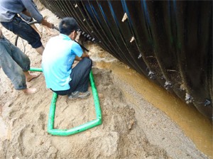 鋼波紋管粗沙水密法